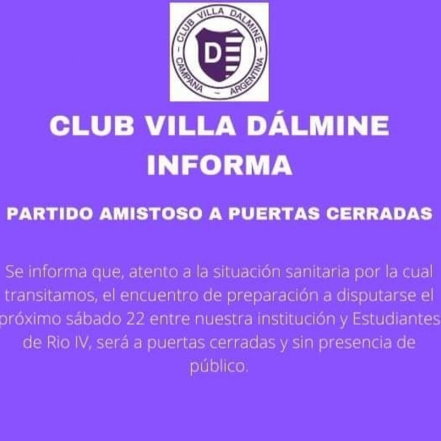 VILLA DALMINE JUEGA MAÑANA SU PRIMER AMISTOSO
