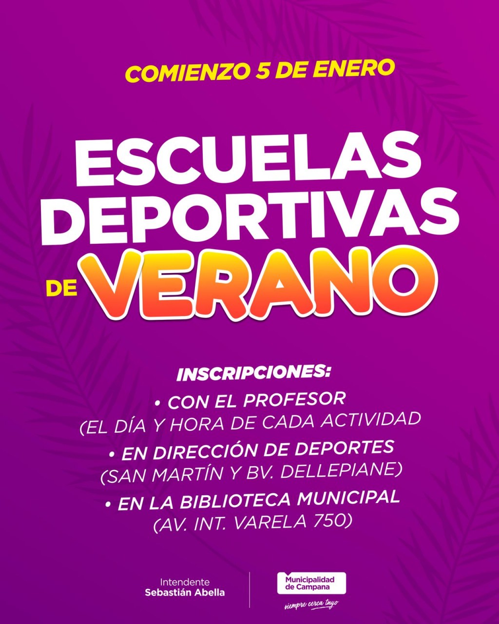 El Municipio lanzó las Escuelas Deportivas de Verano: comienzan el 5 de enero