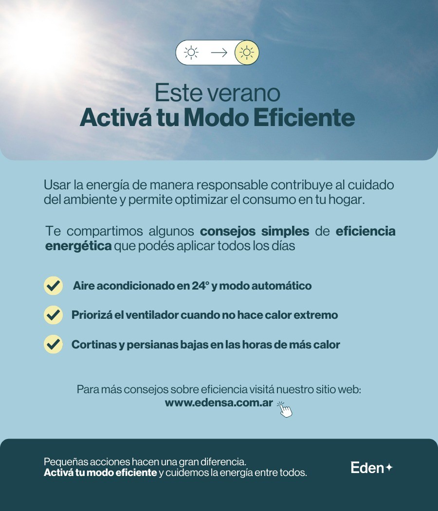 EFICIENCIA ENERGÉTICA: EDEN BRINDA  RECOMENDACIONES PARA UN USO RESPONSABLE DE  LA ENERGÍA ELÉCTRICA