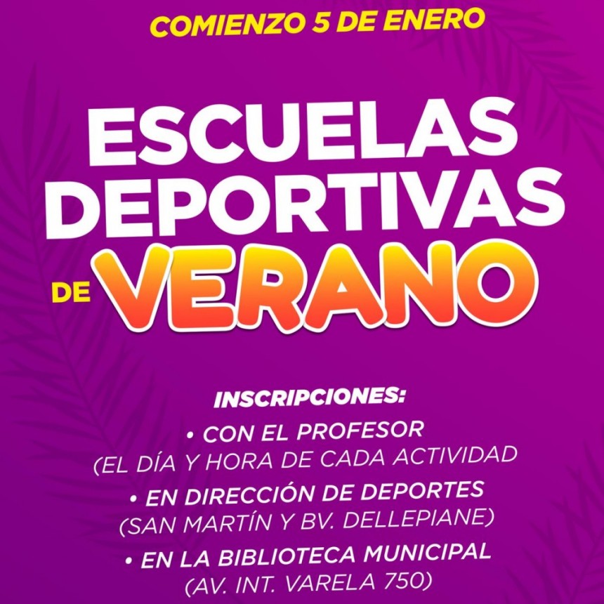 El Municipio lanzó las Escuelas Deportivas de Verano: comienzan el 5 de enero