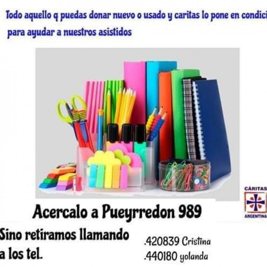 CARITAS PARROQUIA NUESTRA SEÑORA DEL CARMEN INICIA SU CAMPAÑA VUELTA A CLASES