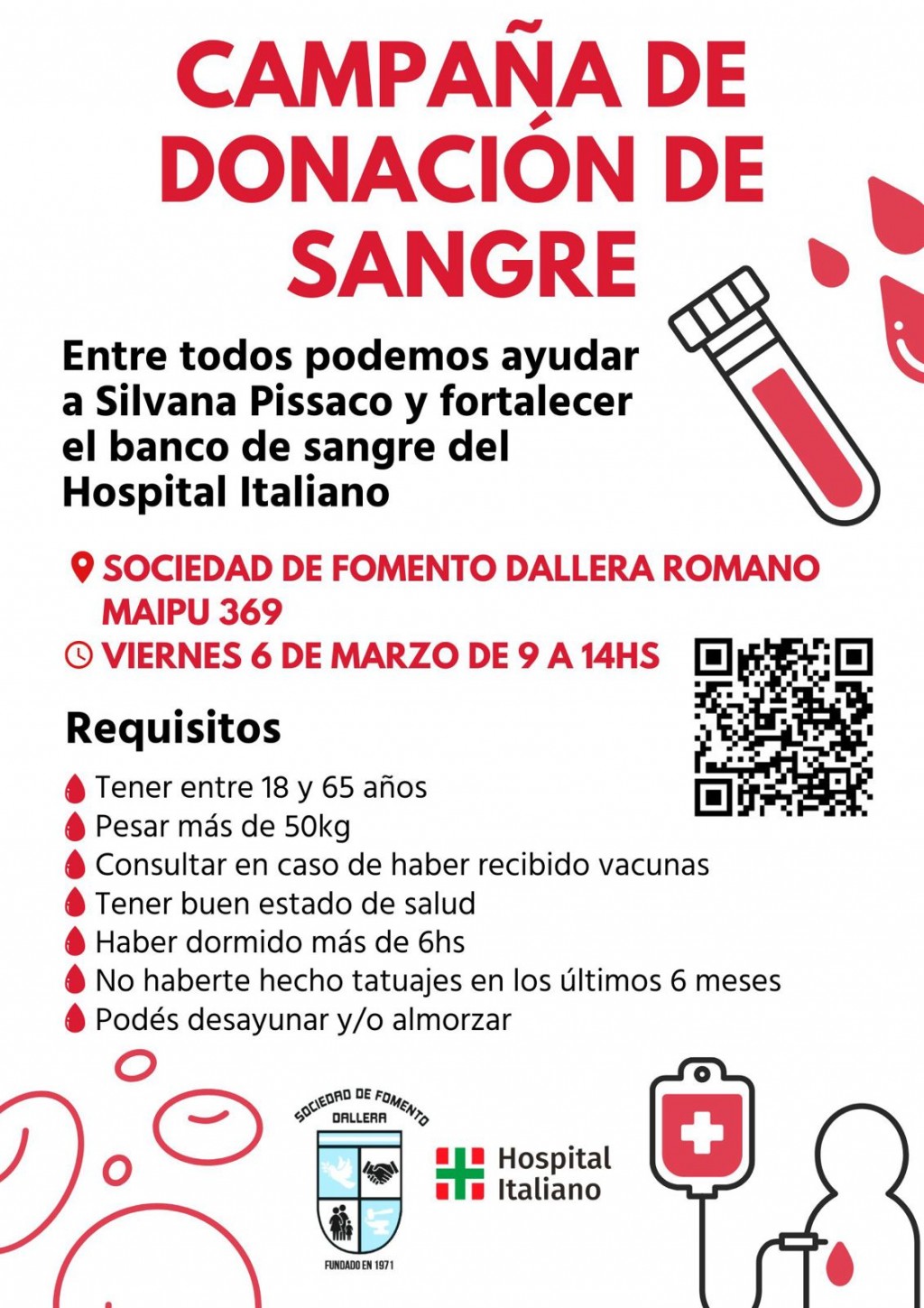 La sociedad de fomento de Dallera Romano lanza una campaña de donación de sangre