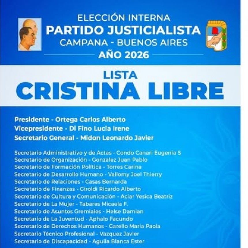 Carlos Ortega sigue presidiendo el PJ de Campana