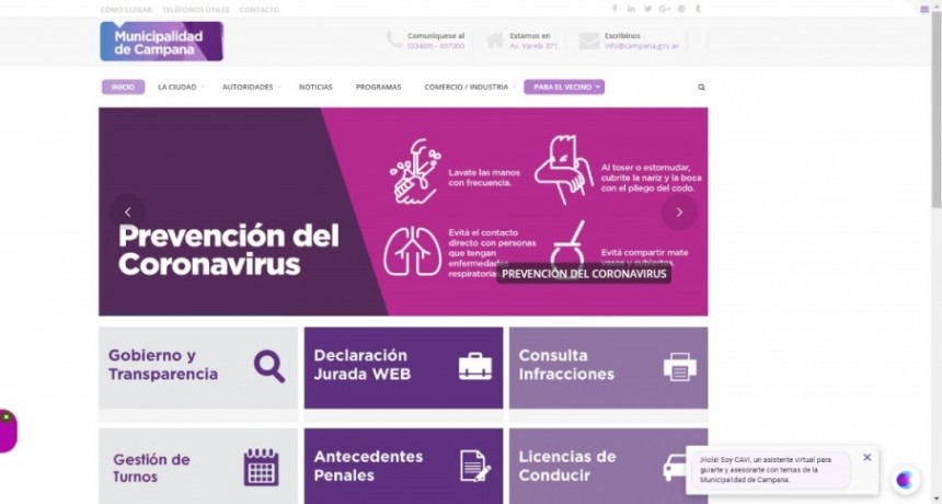 La página web del Municipio suma tecnología para brindar un mejor servicio a los vecinos 