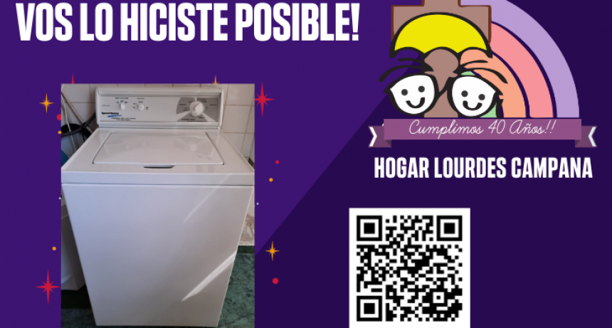 Gracias a donaciones individuales y de empresas, el Hogar de Niños compró un lavarropas industrial