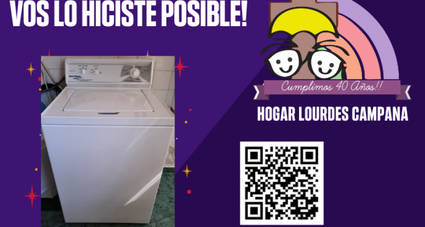 Gracias a donaciones individuales y de empresas, el Hogar de Niños compró un lavarropas industrial