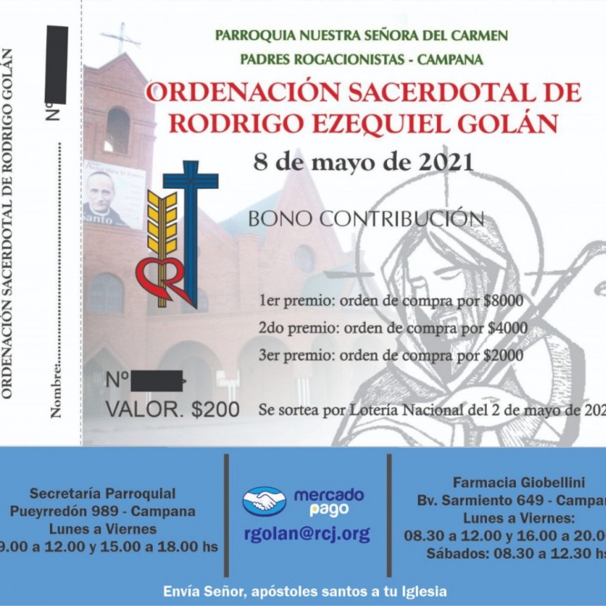 Rodrigo Golan se convertirá en el primer Sacerdote Rogacionista que se ordenará de la ciudad 