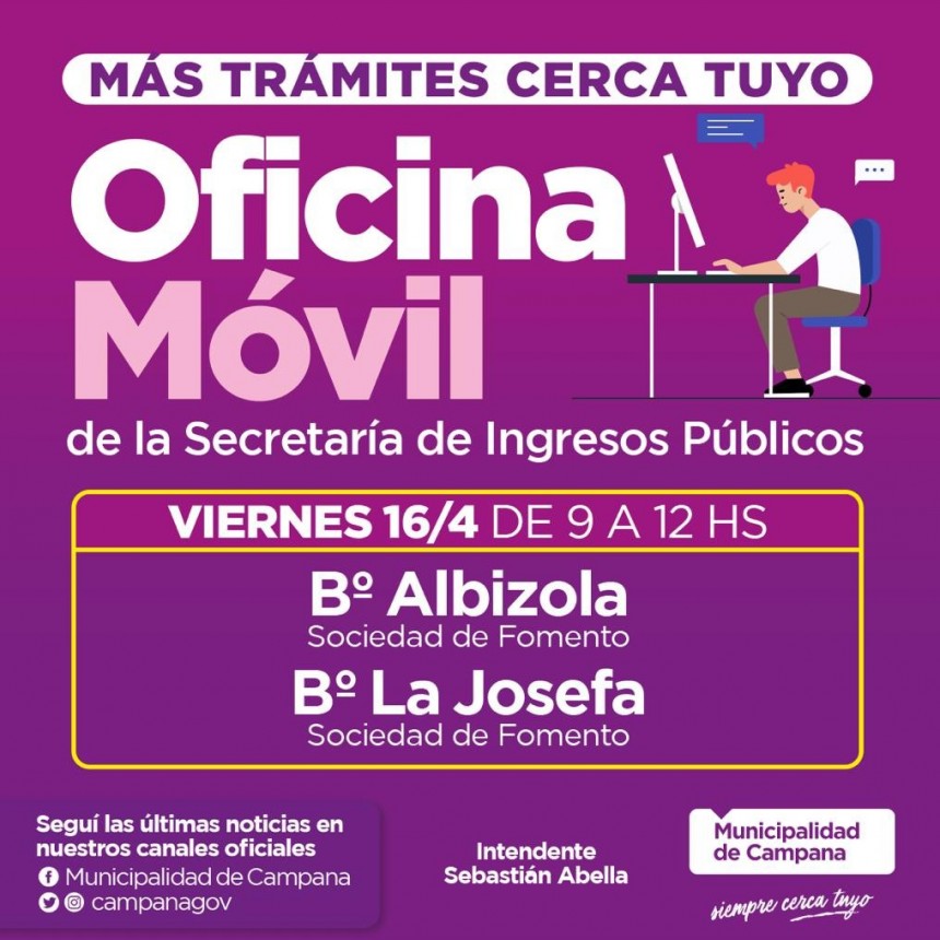 La Secretaría de Ingresos Públicos visitará este viernes dos nuevos barrios   