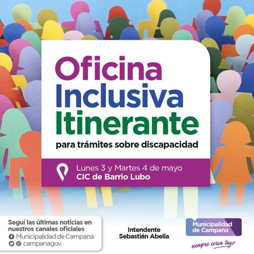   La Oficina Inclusiva de la Dirección de Discapacidad visitará el barrio Lubo 