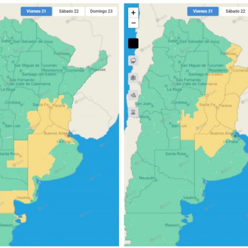 Situación meteorológica de viernes 21 a domingo 23 