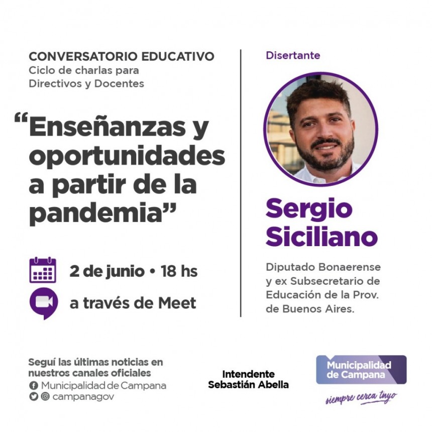 El próximo miércoles habrá un conversatorio virtual educativo para docentes y directivos