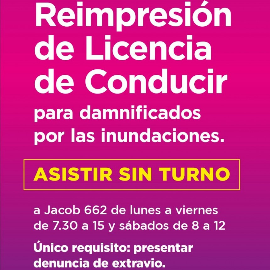 Vecinos que perdieron su licencia de conducir por las inundaciones podrán reimprimirla sin turno