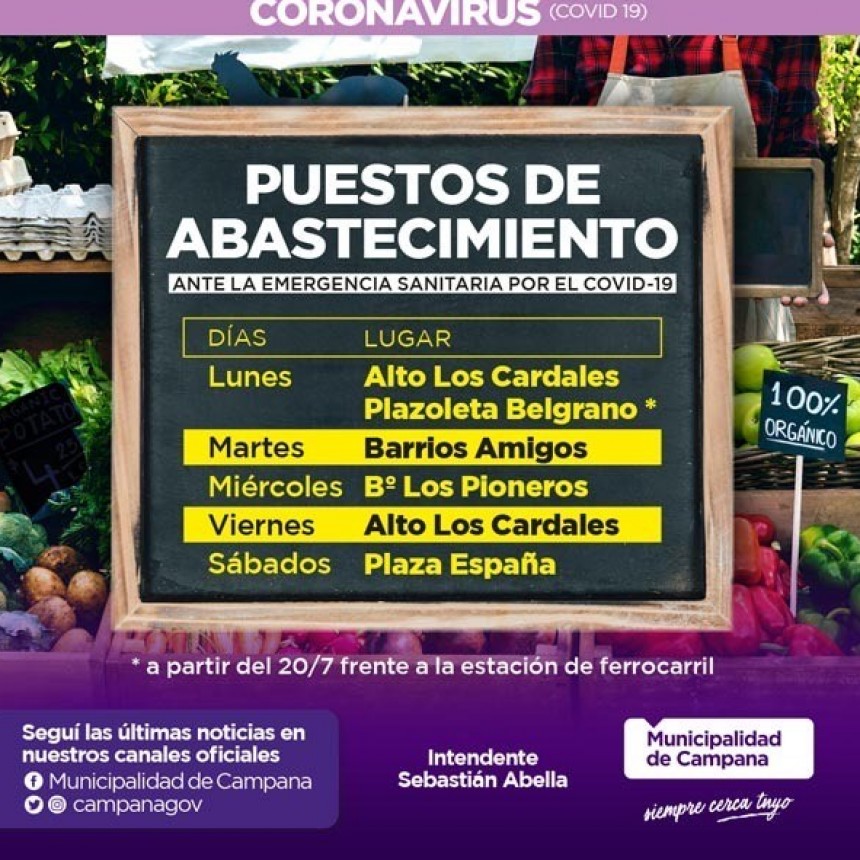 Desde este lunes, habrá un puesto de abastecimiento en la Plazoleta Belgrano