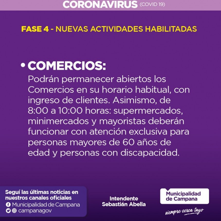 Campana avanzó a la fase 4 de la cuarentena