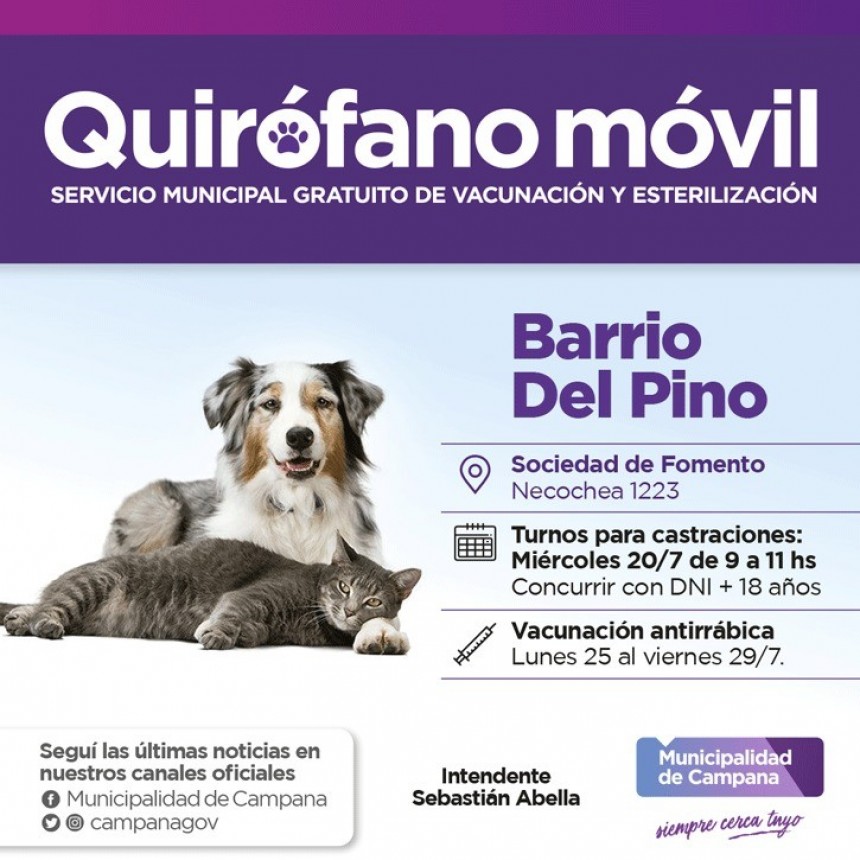 El quirófano móvil estará en el barrio Del Pino