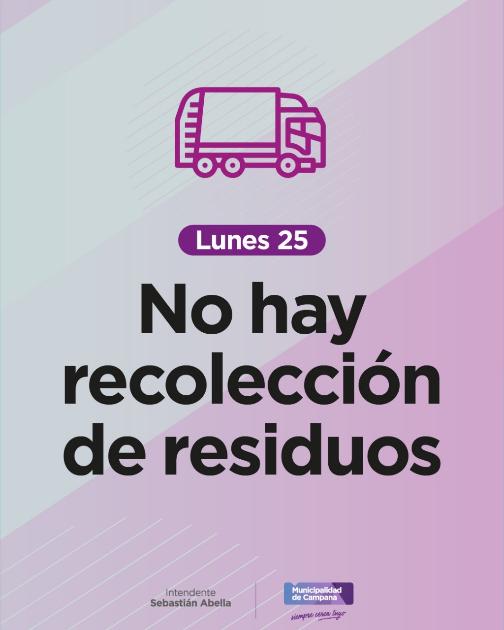 El lunes no habrá recolección domiciliaria de residuos