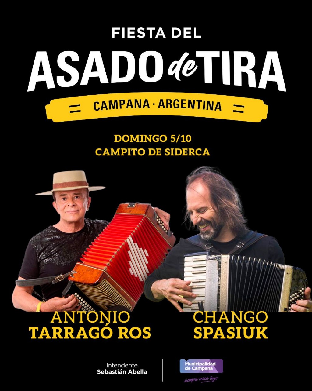Tarragó Ros y Chango Spasiuk le pondrán música a la Fiesta del Asado de Tira