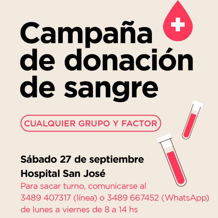 El Hospital Municipal realizará una campaña de donación de sangre