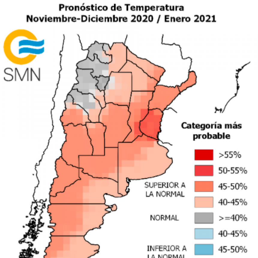 Pronóstico climático para noviembre-diciembre-enero 2020/2021  Informe del S.M.N