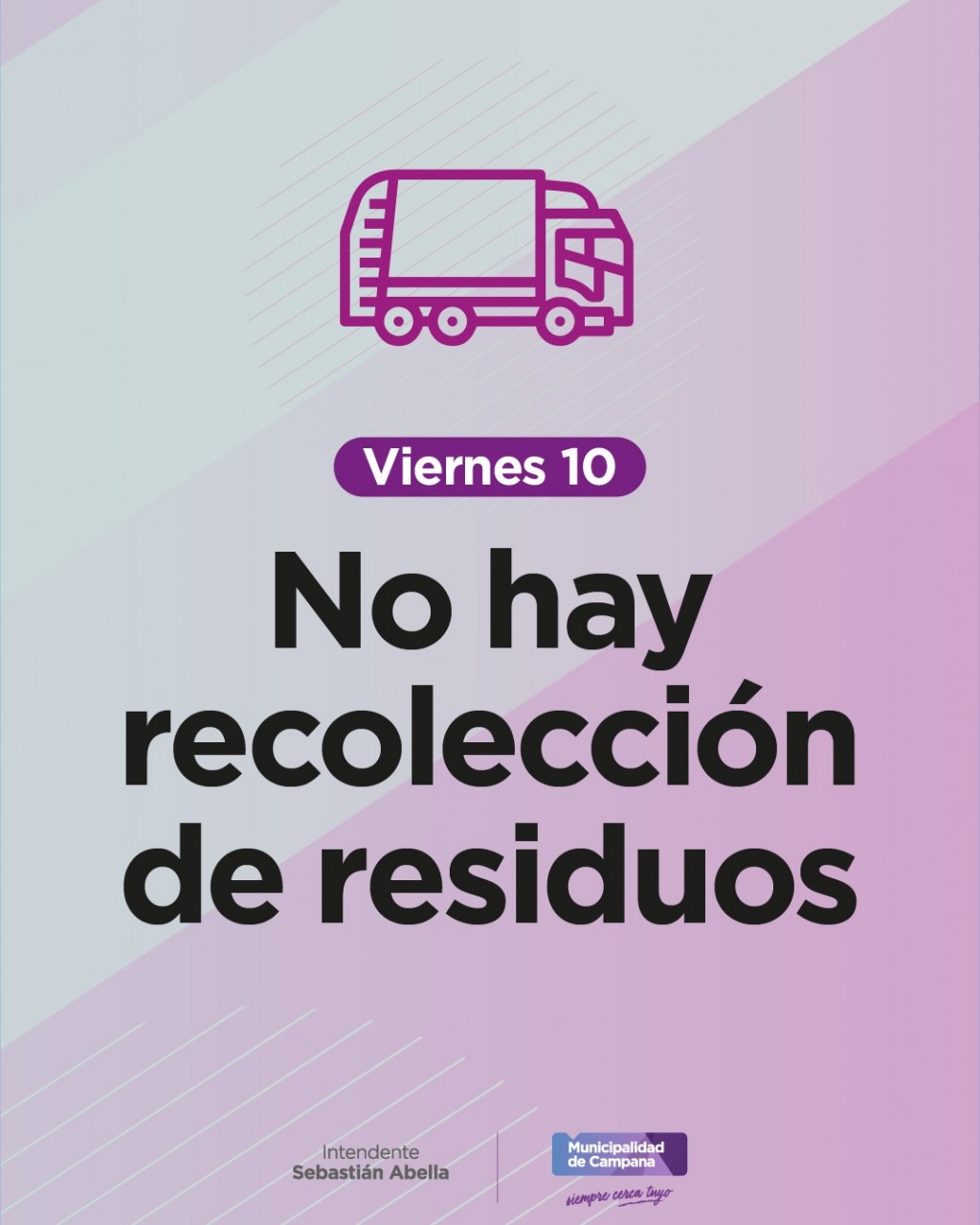 Este viernes no habrá recolección domiciliaria de residuos