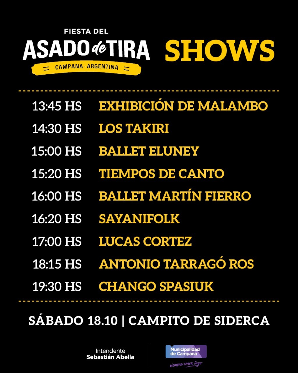 La Fiesta del Asado de Tira tendrá una gran agenda de espectáculos artísticos