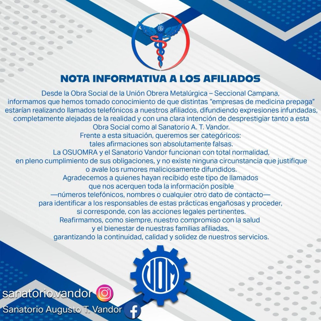 Comunicado de la U.O.M Seccional Campana-Zárate