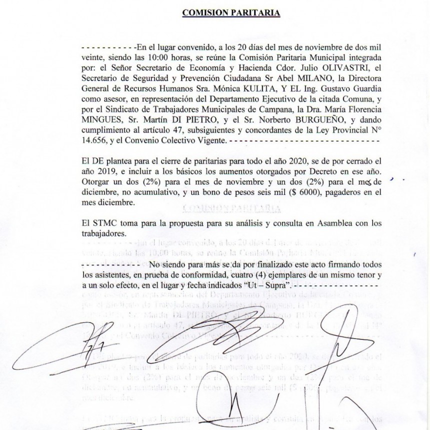 Comunicado de Prensa. 21/11/2020.-  Nueva reunión Paritaria Municipal