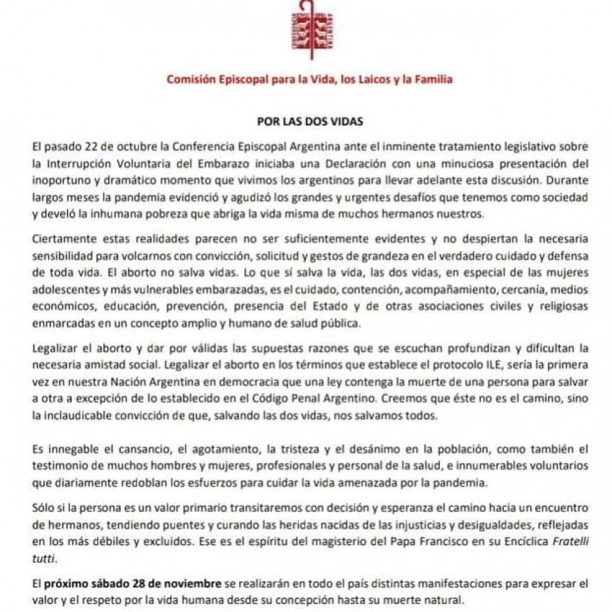 Comisión Episcopal para la Vida, los Laicos y la Familia POR LAS DOS VIDAS 