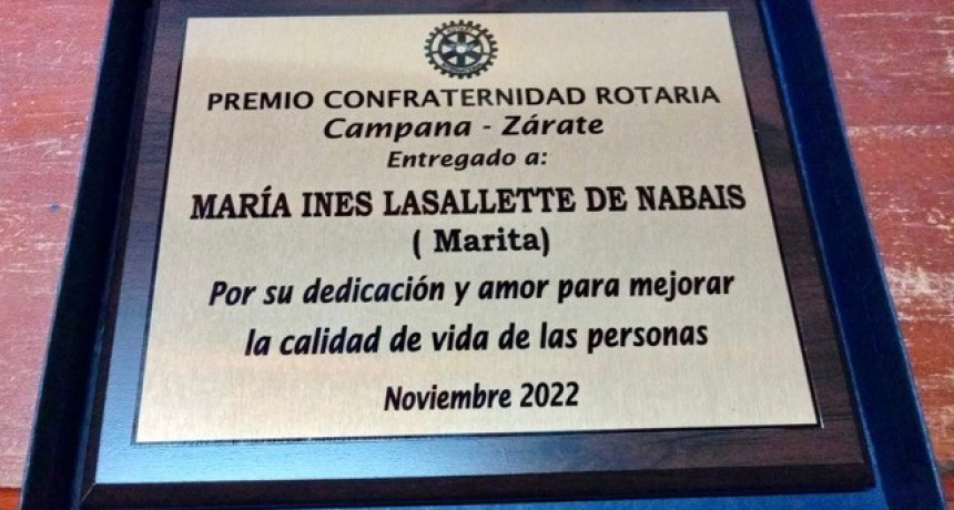 PREMIO CONFRATERNIDAD ROTARIA 2022 ROTARY CLUB CAMPANA - ROTARY CLUB ZARATE