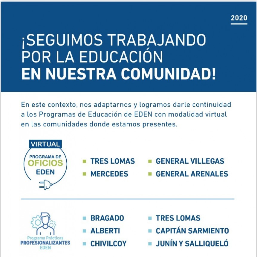 EDEN rediseñó sus Programas de Educación para seguir aportando al crecimiento de las comunidades