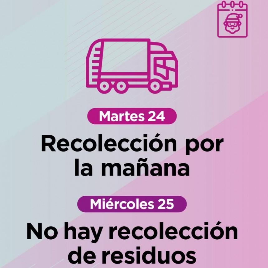 Informan el cronograma de recolección de residuos en Navidad   