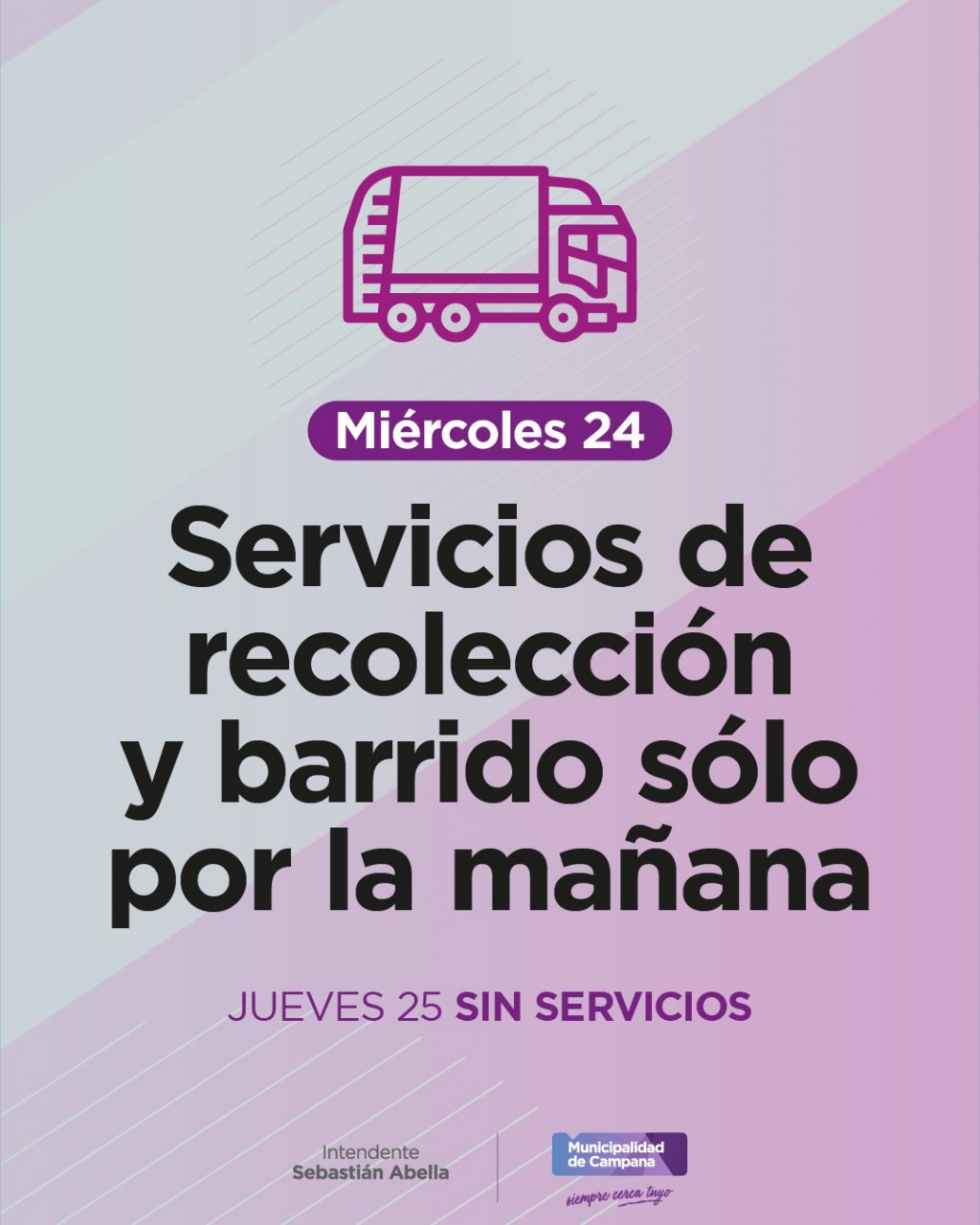 Informan el cronograma de recolección de residuos domiciliarios en Navidad