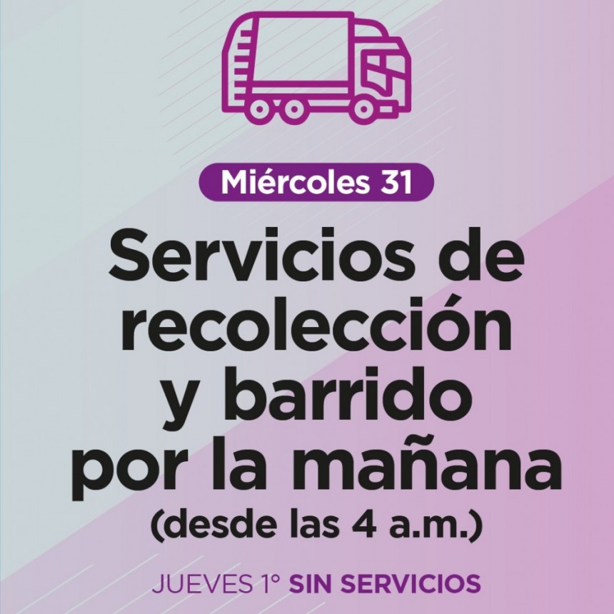 Informan el cronograma de recolección de residuos domiciliarios para fin de año