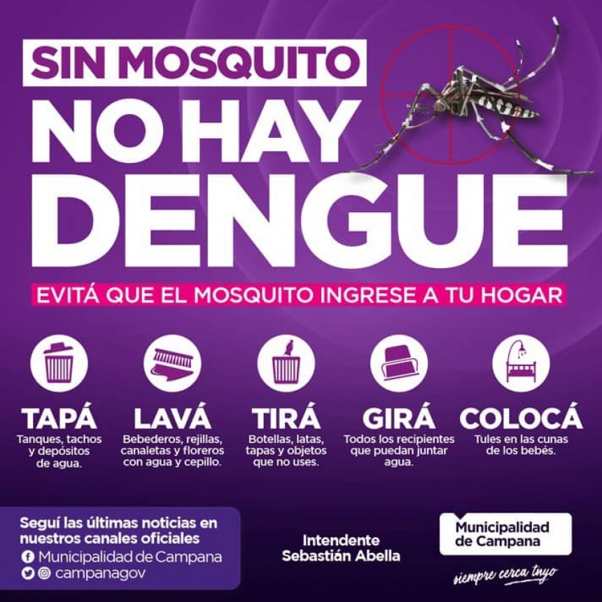 Dengue: recuerdan las medidas de prevenci&oacute;n