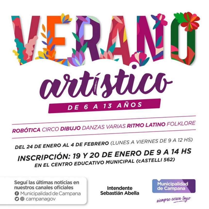 El Municipio lanza Verano Artístico : una propuesta para niños de entre 6 y 13 años