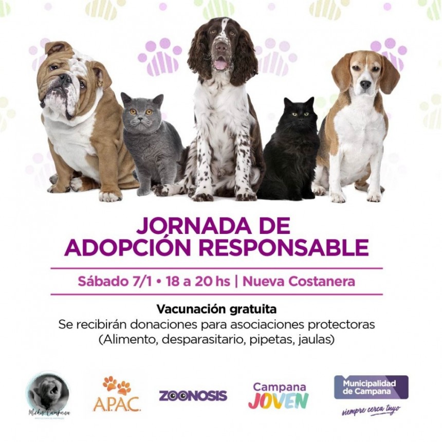 Este sábado habrá una jornada de adopción responsable en la Nueva Costanera