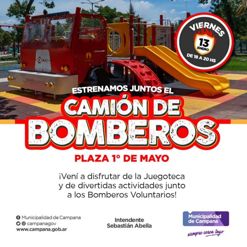 Con un gran evento, este viernes se “estrena” el camión de bomberos de la Plaza 1º de Mayo