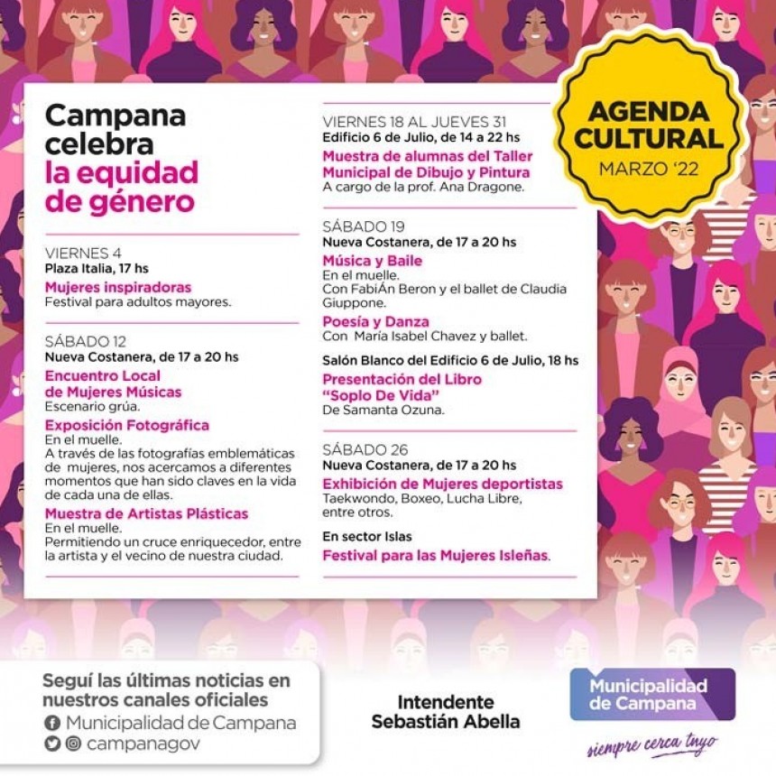 Agenda cultural: en marzo, Campana celebrará la equidad de género