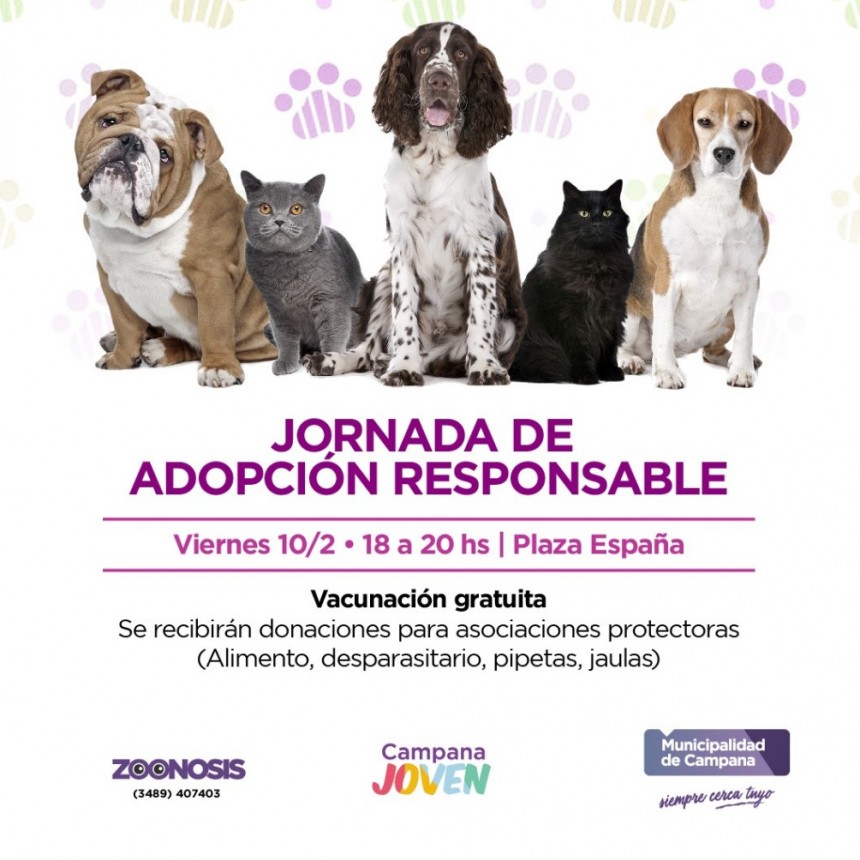 Habrá una nueva Jornada de Adopción Responsable de Mascotas