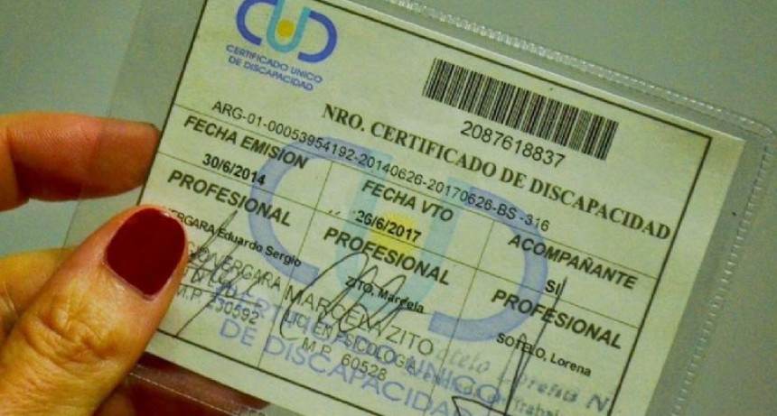 Prorrogan por un año los vencimientos de los Certificados Únicos de Discapacidad