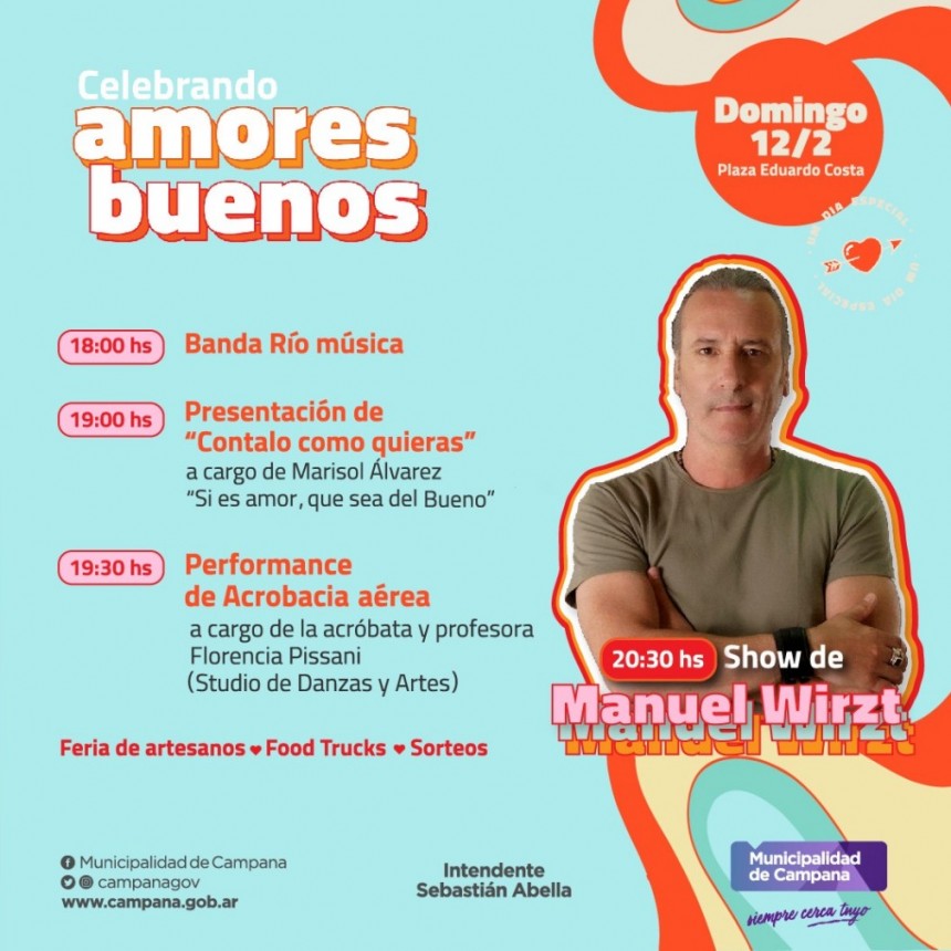 Este domingo, “Celebrando Amores Buenos” en la plaza Eduardo Costa