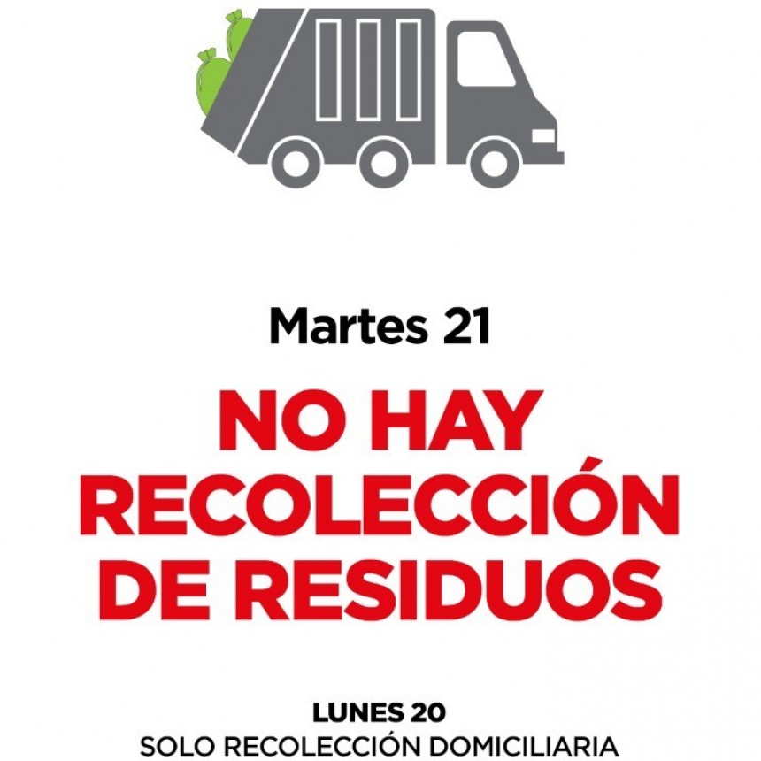 Por el feriado del carnaval, el martes no habrá recolección de residuos 