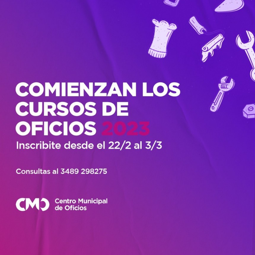 El miércoles se abre la inscripción a los cursos del Centro Municipal de Oficios