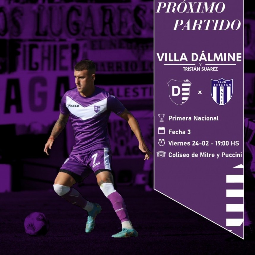 Juega Villa Dálmine como local el viernes a las 19 horas