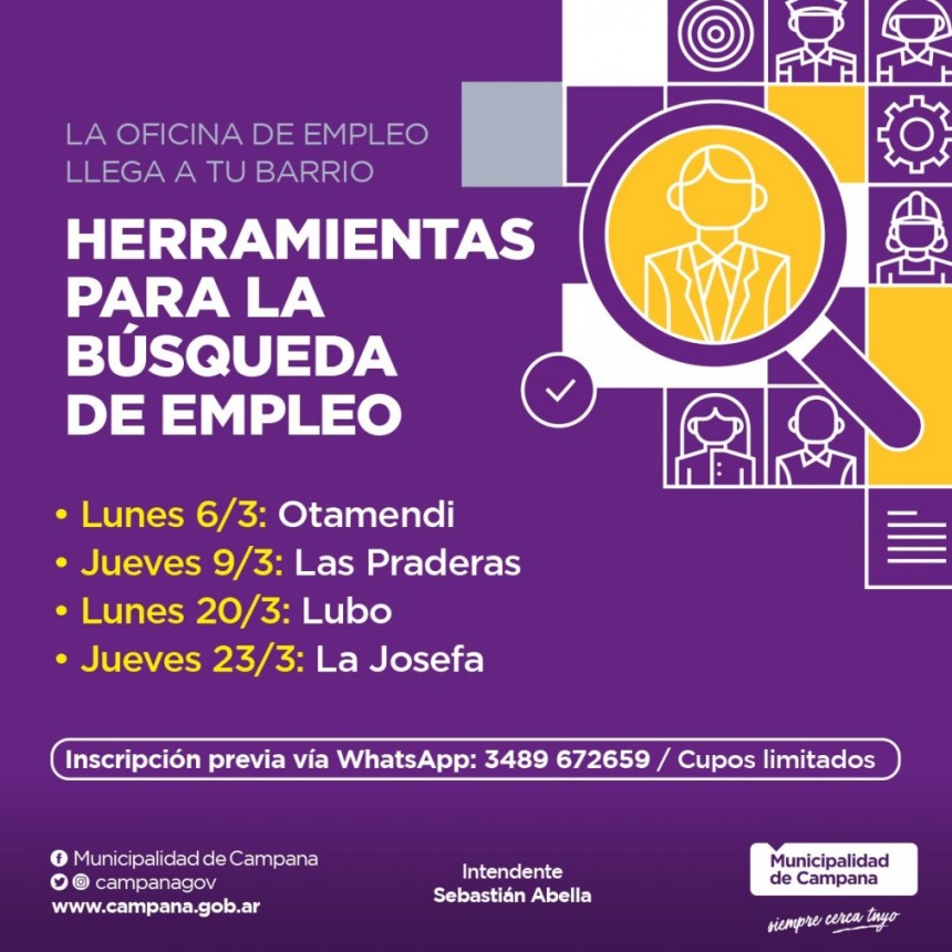 La Oficina Municipal de Empleo realizará capacitaciones en distintos barrios