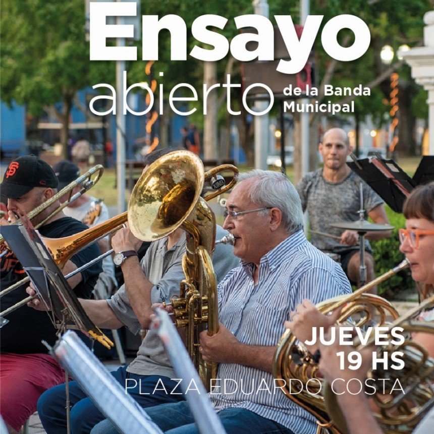 La Banda Municipal volverá a ensayar en la Plaza Eduardo Costa