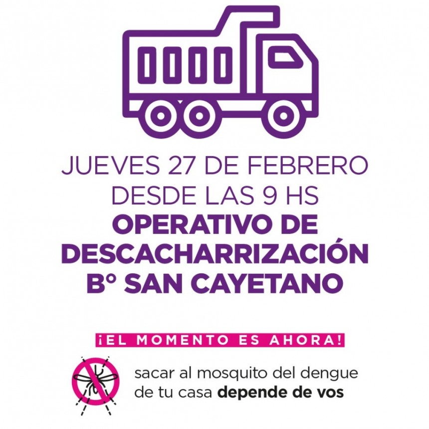 Este jueves habrá un operativo de descacharrización en San Cayetano
