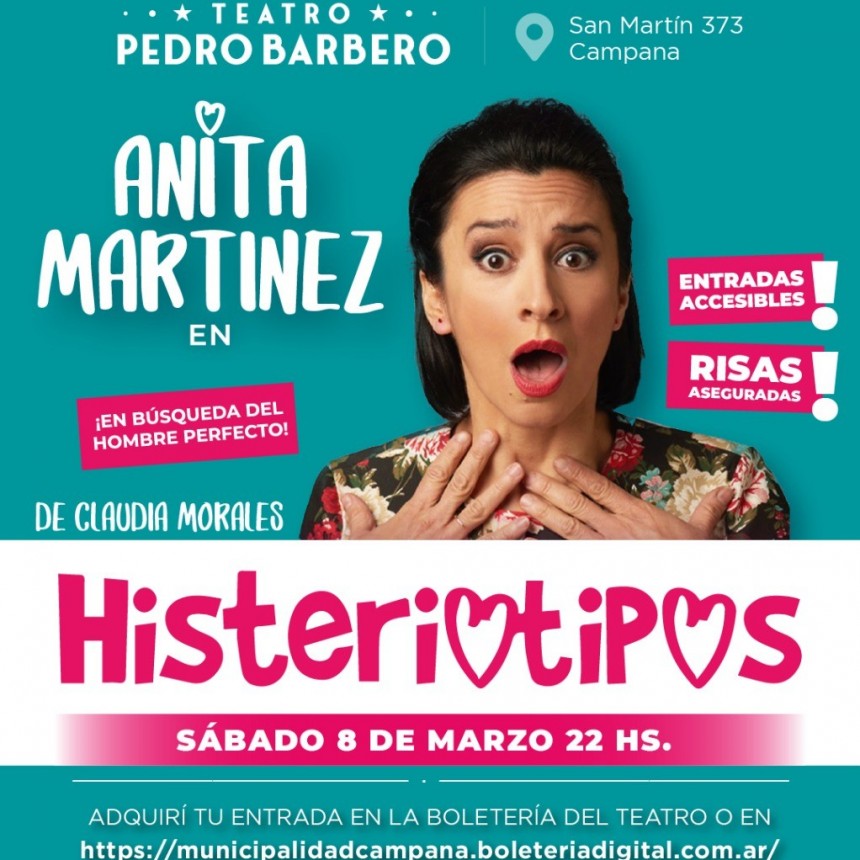 Con su comedia unipersonal “Histeriotipos”, Anita Martínez llega al Teatro Pedro Barbero