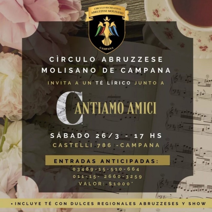 El Círculo Abruzzese Molisano de Campana retoma sus actividades culturales con un Té Lirico