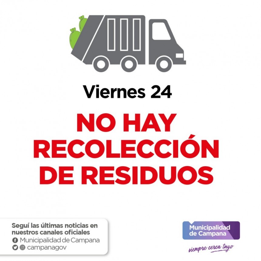 Mañana no habrá recolección domiciliaria de residuos